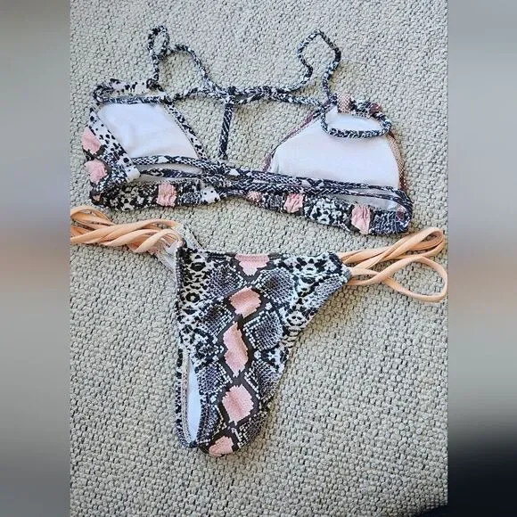 💝Snakeskin Print Bikini Set - Picture 2 of 2
